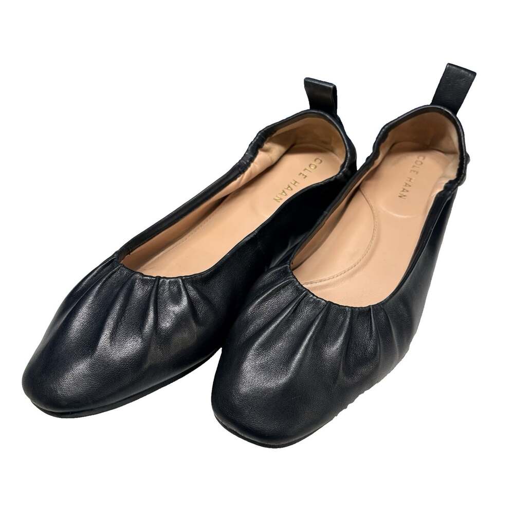 COLE HAAN Women York Soft Leather Ballet Flats Loafers Sz 10 Black s-9